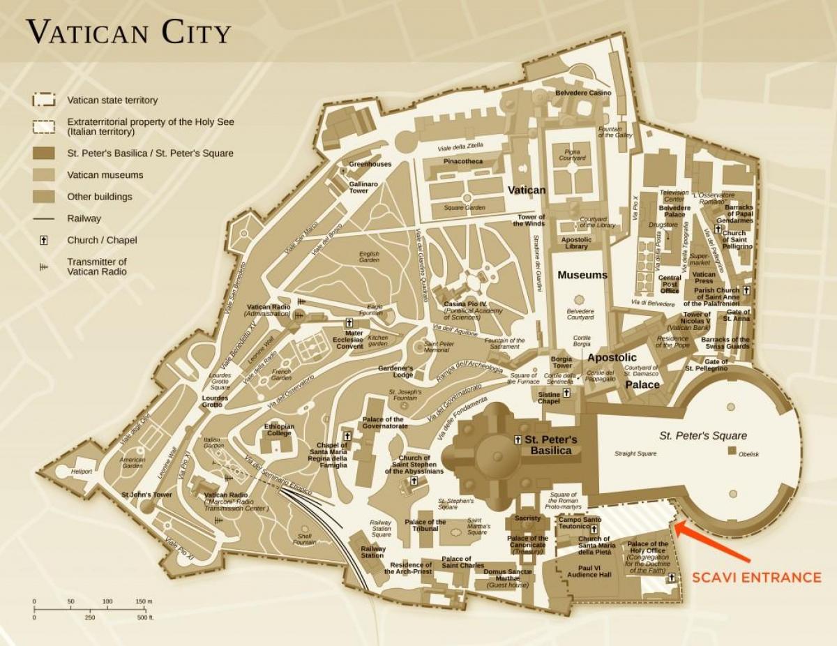 Mapa ng excavations sa opisina ng Vatican city