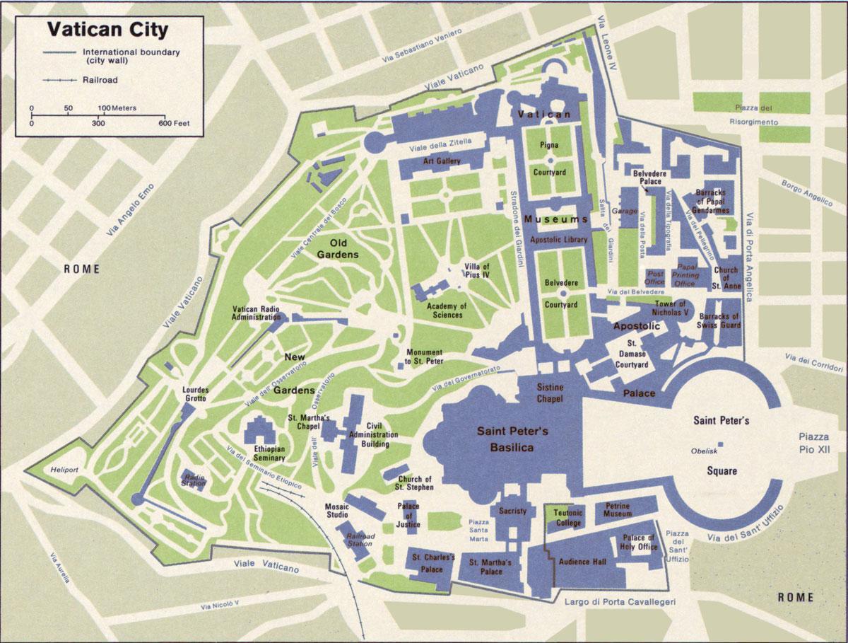 mapa ng lungsod ng Vatican at sa nakapalibot na lugar