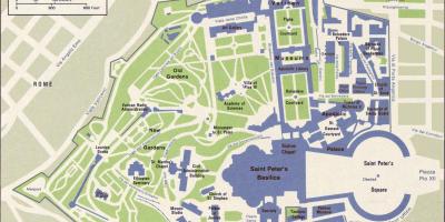 Mapa ng lungsod ng Vatican at sa nakapalibot na lugar